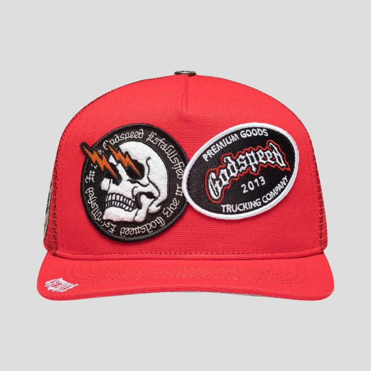 DUAL PATCH TRUCKER HAT (Red)